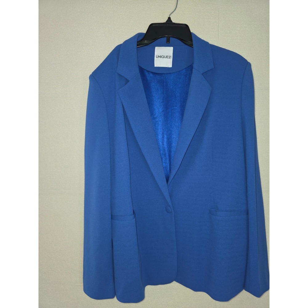 UNIQUE21 Womens Royal Blue Single Button Tailored Blazer Notched Lapel Jacket